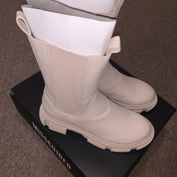 NWT Missguided pull on boots cream size 9 - Picture 5 of 9